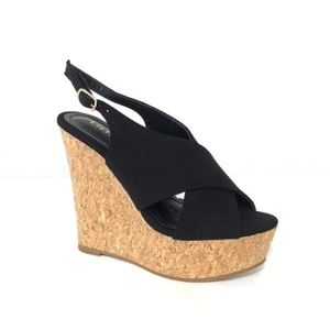 Liliana black wedge heels